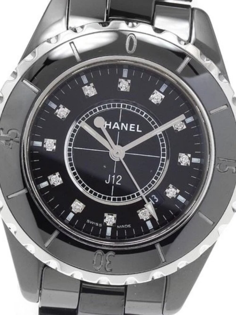 CHANEL J12 H1625 Black ceramic 33mm 12P diamond black Dial Quartz Ladies_932897